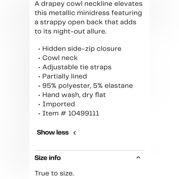 NWT Princess Polly Zeera Metallic Cowl Neck Minidress - Size 8 - Picture 6 of 12